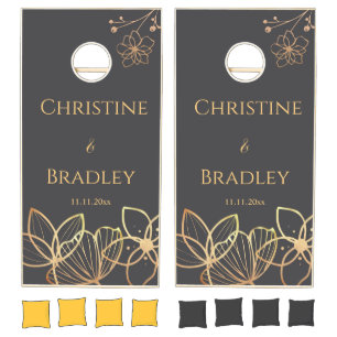 Charcoal & Gold Wedding Cornhole Set