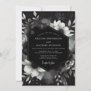 Charcoal Gothic Bloom Wedding Invitation
