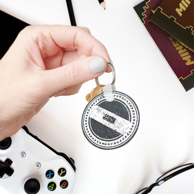Charcoal Grain Faux Leather Keychain (Creator Uploaded)