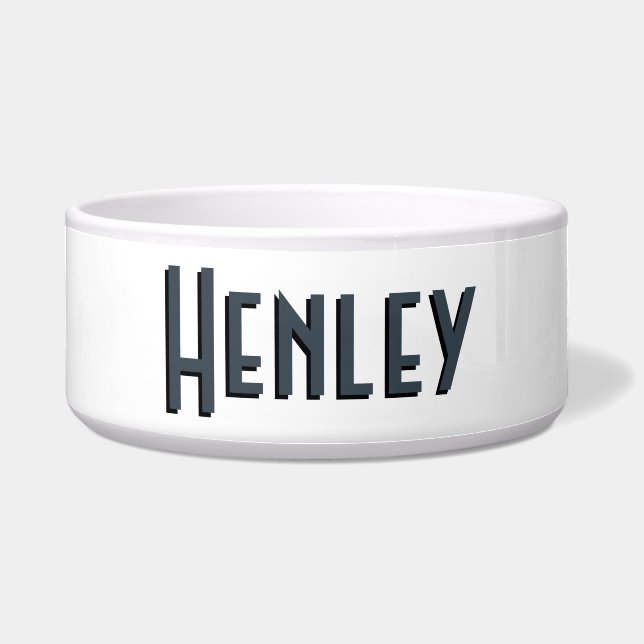 Charcoal Gray 3D Minimalist Modern Name  Bowl (Front)