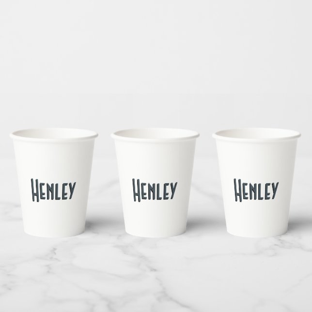 Charcoal Gray 3D Minimalist Modern Name  Paper Cups (Multi)