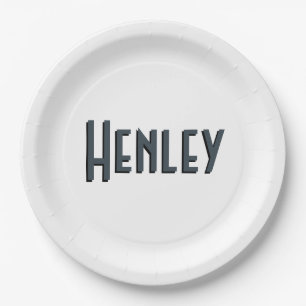 Charcoal Gray 3D Minimalist Modern Name  Paper Plates