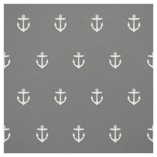 Charcoal Gray Anchor Print - Custom Size Fabric