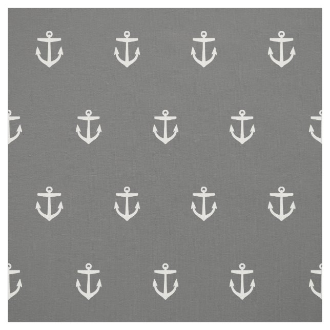 Charcoal Gray Anchor Print - Custom Size Fabric (Swatch)