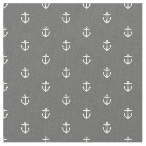 Charcoal Gray Anchor Print Fabric