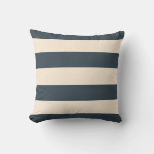 Charcoal Gray and Antique White Stripes Throw Pillow