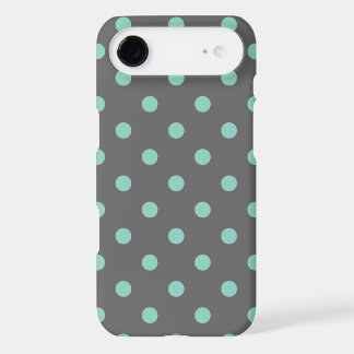 Charcoal Gray and Aqua Polka Dots iPhone 17 Air Case