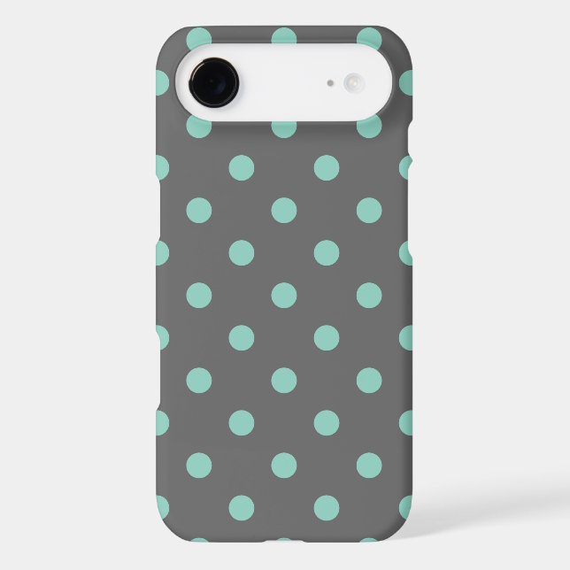 Charcoal Gray and Aqua Polka Dots Case-Mate iPhone Case (Back)