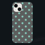 Charcoal Gray and Aqua Polka Dots Case-Mate iPhone 14 Case<br><div class="desc">Cute Girly Trendy Chic Modern Polka Dot Pattern</div>