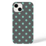 Charcoal Gray and Aqua Polka Dots Case-Mate iPhone 14 Case