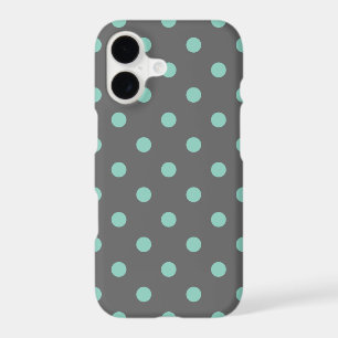 Charcoal Gray and Aqua Polka Dots iPhone 17 Case