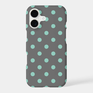 Charcoal Gray and Aqua Polka Dots iPhone 17 Case