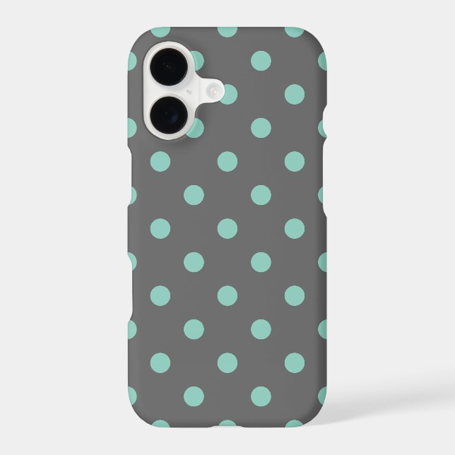 Charcoal Gray and Aqua Polka Dots Case-Mate iPhone Case (Back)