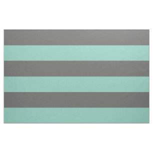 Charcoal Gray and Aqua Wide Stripes Large Scale Fabric