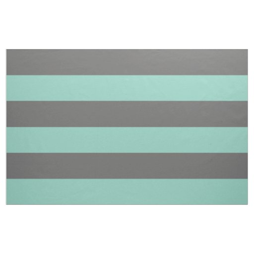 Charcoal Gray and Aqua Wide Stripes Large Scale Fabric