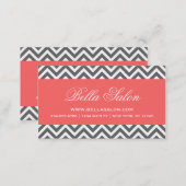 Charcoal Gray and Coral Modern Chevron Stripes Business Card (Front/Back)