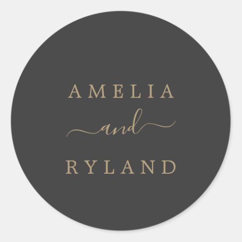 Charcoal Gray and Gold Wedding Envelope Seals