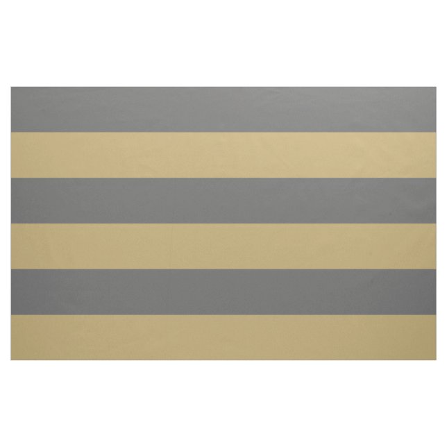 Charcoal Gray and Gold Wide Stripes Large Scale Fabric (Yard)