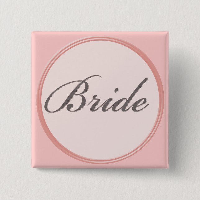 Charcoal gray and light pink Bride Button (Front)