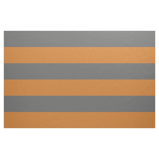 Charcoal Gray and Orange Wide Stripes Large Scale Fabric (Yard)