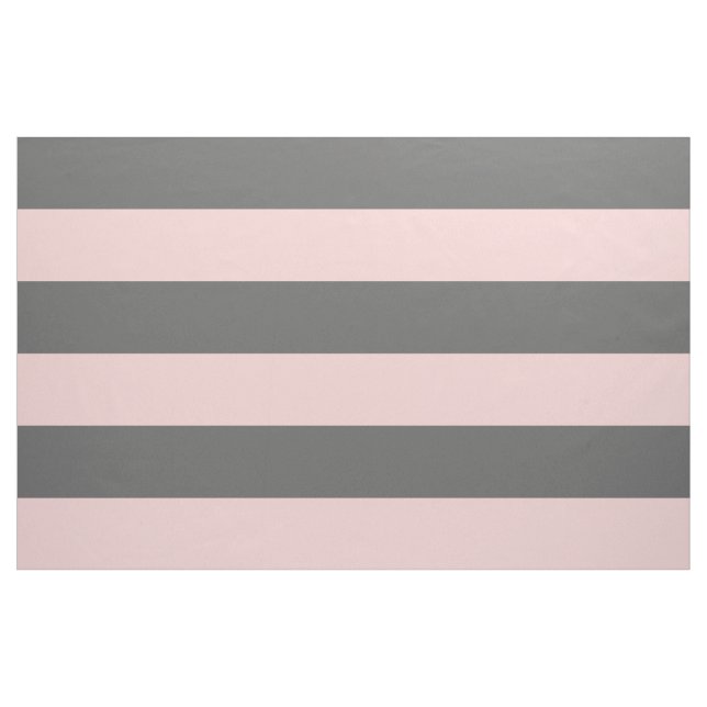 Charcoal Gray and Pink Wide Stripes Large Scale Fabric (Yard)