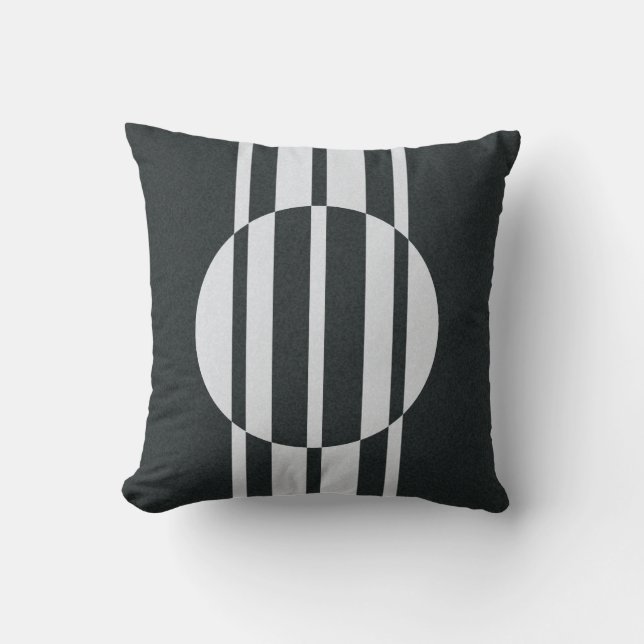 Charcoal Gray and White Abstract Pattern Throw Pillow (Front)