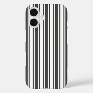 Charcoal gray and white candy stripes iPhone 16 case