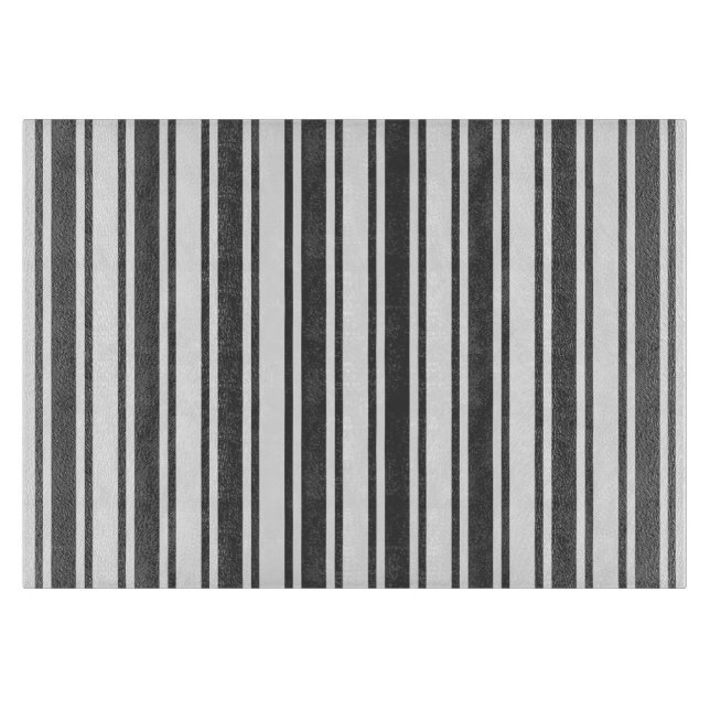 Charcoal gray and white candy stripes cutting board (Front)