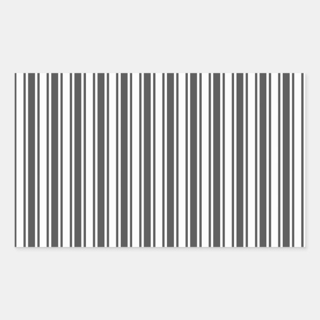 Charcoal gray and white candy stripes rectangular sticker (Front)