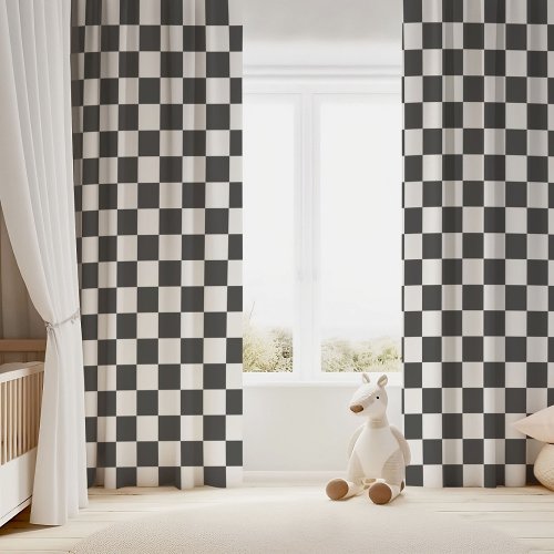 Charcoal Gray and White Checkerboard Blackout Curtains