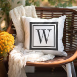 Charcoal Gray and White Classic Square Monogram Outdoor Pillow<br><div class="desc">Design your own custom throw pillow in any color combination to perfectly coordinate with your home decor in any space! Use the design tools to change the background color and the square border color, or add your own text to include a name, monogram initials or other special text. Every pillow...</div>