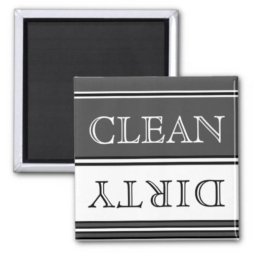 Charcoal Gray and White Dishwasher Dirty Clean Magnet