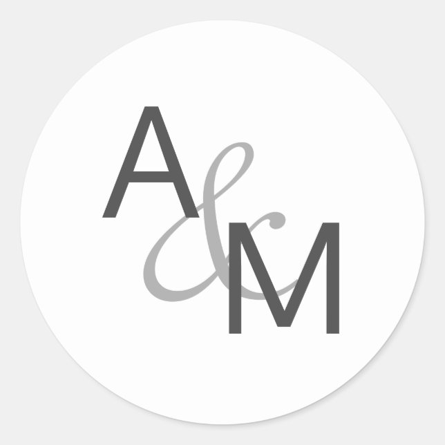 Charcoal Gray and White Monogram Envelope Seals (Front)