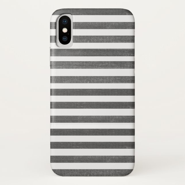 Charcoal Gray and White Stripe iPhone X Case (Back)