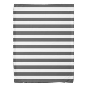 Charcoal Gray and White Stripes Duvet Cover