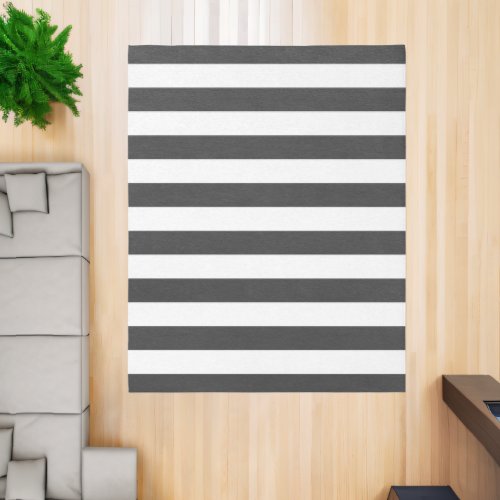 Charcoal Gray and White Stripes Rug