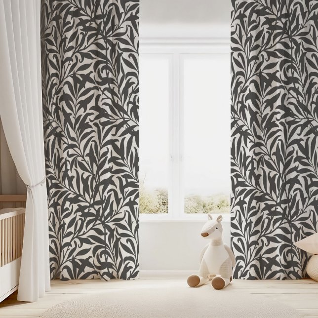 Charcoal Gray and White Willow Bough Blackout Curtains (Creator Uploaded)