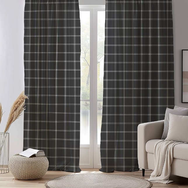 Charcoal Gray and White Windowpane Check Blackout Curtains (Creator Uploaded)