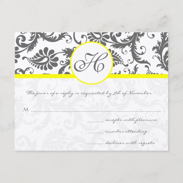 Charcoal Gray and Yellow Enclosure Cards (Back)
