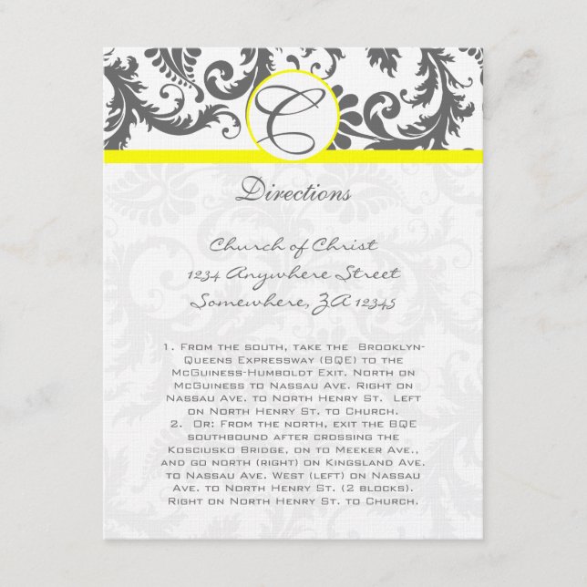 Charcoal Gray and Yellow Enclosure Cards (Front)