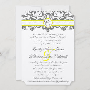 Charcoal Gray and Yellow Wedding Invitations