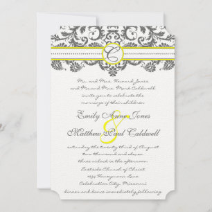 Charcoal Gray and Yellow Wedding Invitations