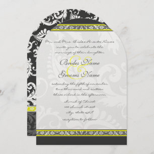Charcoal Gray and Yellow Wedding Invitations