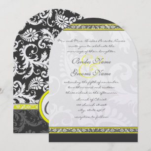 Charcoal Gray and Yellow Wedding Invitations