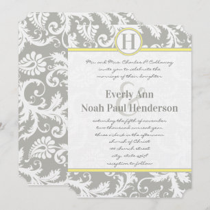 Charcoal Gray and Yellow Wedding Invitations