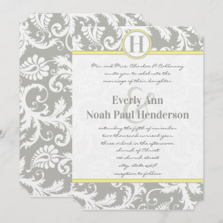 Charcoal Gray and Yellow Wedding Invitations