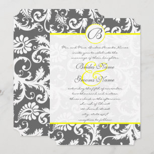 Charcoal Gray and Yellow Wedding Invitations