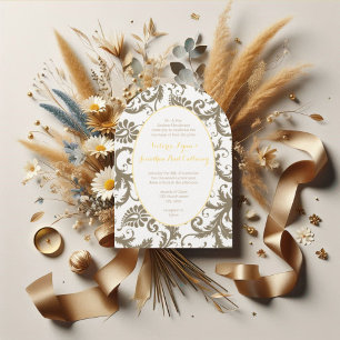 Charcoal Gray and Yellow Wedding Invitations