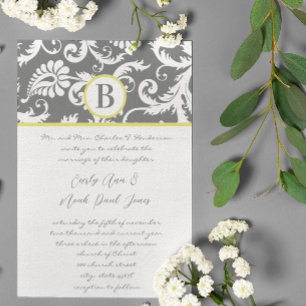 Charcoal Gray and Yellow Wedding Invitations
