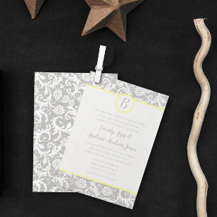 Charcoal Gray and Yellow Wedding Invitations